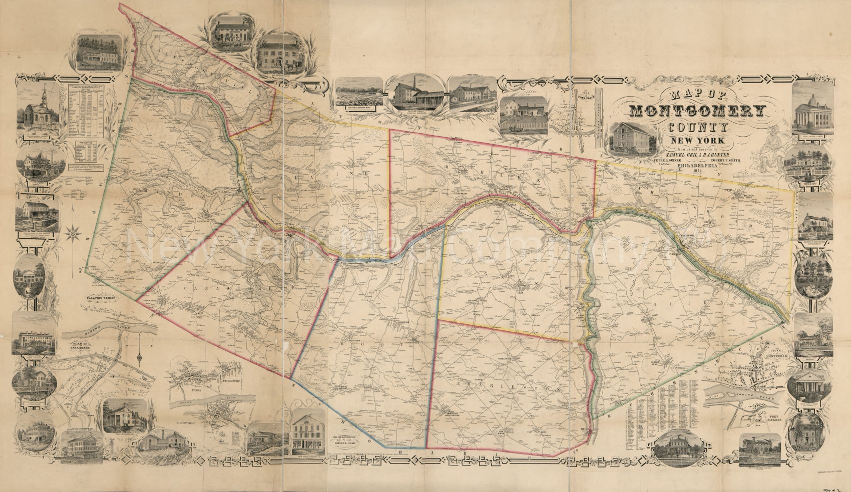 1853 Map Map Of Montgomery County New York From Actual Surveys